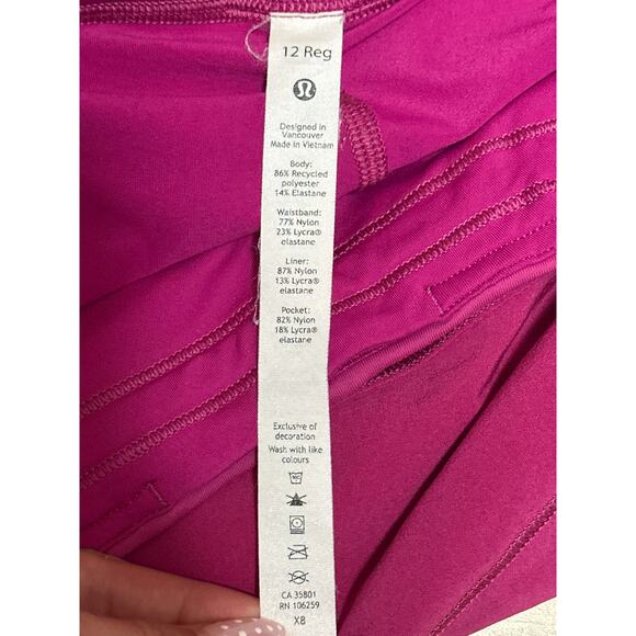 Lululemon Pace Rival Pink Mid Rise Athletic Tennis Mini A-Line Skort Skirt Sz 12 - Picture 4 of 4